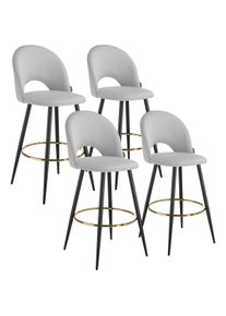 TecTake Taburetes altos SACHEL aterciopelado y con respaldo gris claro/negro - 405874