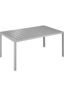 TecTake Tavolo da giardino Bianca in alluminio, piedi regolabili in altezza, 150 x 90 x 74,5 cm - grigio/argento - 404402