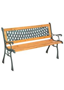 TecTake Panchina da giardino Tamara da due posti, in legno e ghisa 128 x 51 x 73 cm - marrone - 401423