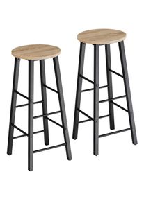 TecTake Set de 2 taburetes de bar Keynes madera industrial clara, roble Sonoma - 404349