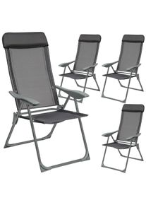 TecTake 4 sillas de aluminio plegables con respaldo antracita - 405971