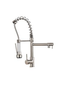 KLARWERK Bjorn | Rubinetto da parete gastronomia oro lucido Rubinetto cucina professionale in acciaio inox con due doccette|doppio lavello da parete