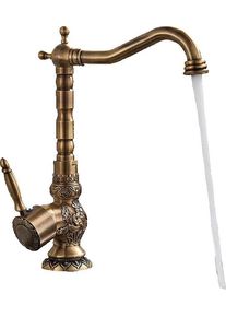 KLARWERK JULIAN | Rubinetto da cucina vintage premium in ottone spazzolato | miscelatore retr&ograve; in acciaio inox da cucina Gastro | 2 porte ruotabili a