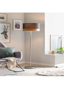 Salesfever lámpara de pie redonda | 1 luz | pantalla de tela con decoración de madera | estructura de metal|An38xPr38xAl151cm|aspecto de madera negra