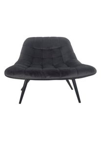 Salesfever tumbona con asiento XXL | tapizado de terciopelo | estructura de metal negra | acolchado lujoso | ancho 76 x fondo 87 x alto 86 cm | gris