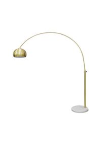 Salesfever lámpara de arco | 1 luz | regulable en altura | pantalla de plástico | estructura de metal |base de mármol|An165xPr30xAl205cm|latón-blanco