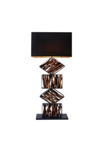 Salesfever lámpara de pie | marco madera flotante / pantalla lino | 40 x 20 x 155 cm | natural - negro