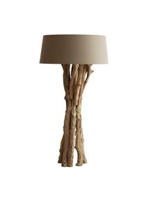 Salesfever lámpara de pie driftwood 145 cm | pantalla lino | marco driftwood | An 26 x Pr 26 x Al 145 cm | blanco