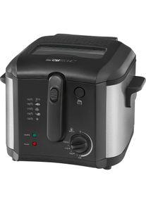 Clatronic FR 3649 Friggitrice compatta 2.5L 1600W, nera, acciaio inossidabile, 1600W, Nero/Argento
