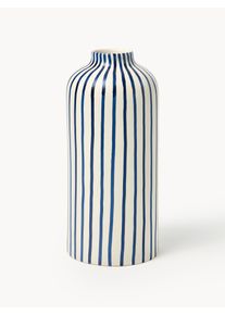 Ręcznie malowany wazon Elio, W 31 cm Niebieski, Biały Ceramika &Oslash; 14 x W 31 cm | Westwing Collection