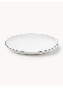 Broste Copenhagen Prato de pequeno-almoço em porcelana artesanal Salt, conjunto de 4 Branco Porcelana Ø 22 cm