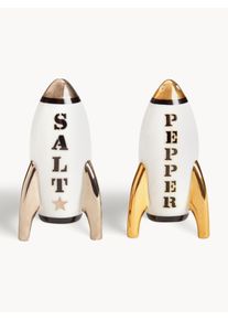 Jonathan Adler Dizajnov&aacute; soľnička a korenička Apollo, 2 ks Zlat&aacute; Porcel&aacute;n &Oslash; 7 x V 6 cm