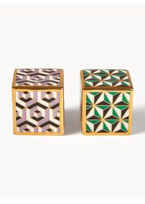 Jonathan Adler Dizajnov&aacute; soľnička a korenička Versailles, 2 ks Zlat&aacute;, Zelen&aacute;, Fialov&aacute;, Čierna Zlato, Kov, Porcel&aacute;n &Scaron; 7 x V 6 cm