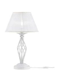 Maytoni Tischleuchte , Weiß, Goldfarben , Metall, Textil , konisch , 56 cm , Ce , gleichmäßige Lichtverteilung , Lampen & Leuchten, Innenbeleuchtung, Tischlampen, Tischlampen