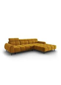 Micadoni Elektrisches-Ecksofa rechts Alyse aus Samt gelb 5 Sitzplätze , Textil , L-Form , 295x188 cm , Hergestellt in Europa, Oeko-Tex® , Wohnzimmer, Sofas & Couches, Wohnlandschaften, Ecksofas