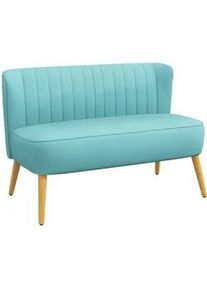 HOMCOM 2-Sitzer Sofa Zweisitzer, Loveseat mit Leinenoptik, Doppelsofa mit Holzbeine , Textil , Teilmassiv , Füllung: Schaumstoff , 56.5x77x117 cm , Wohnzimmer, Sofas & Couches, Sofas