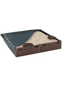 Outsunny Sandkasten, Braun, Hdpe , Kunststoff , 123x21x123 cm , Freizeit & Co, Gartenspielzeug, Sandkästen