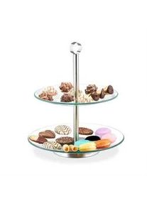 Relaxdays Etagere , Multicolor , Glas, Metall , 28 cm , Geschirr, Tischkultur & Serviergeschirr, Etageren
