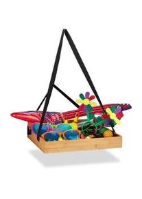 Relaxdays Bauchladen , Hellbraun , Holz, Holzwerkstoff, Textil , 50x10x40 cm , Dekoration