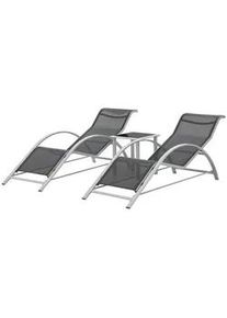 [en.casa] Lounge-Set 3 Tlg. Binetto , Grau , Metall , 1 , quadratisch , Gartenmöbel, Gartengarnituren, Gartenmöbel-Sets