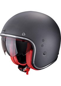 Scorpion Belfast Carbon Evo Solid, open face helmet , color: Matt-Black/Red , size: M