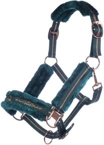 HKM Rosegold Halfter, smaragdgrün/rosegold, Warmblut