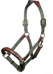 HKM Luna Halfter, Leder-Nylonkombination, grün/braun, Warmblut