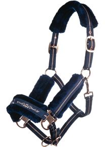 HKM Rosegold Halfter, navy/rosegold, Vollblut