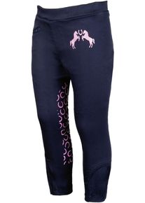 HKM Pink Pony Reitleggings, Silikon-Kniebesatz, dunkelblau, 98-104
