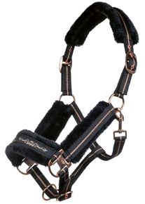 HKM Rosegold Halfter, schwarz/rosegold, Vollblut