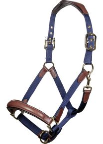 HKM Luna Halfter, Leder-Nylonkombination, dunkelblau/braun, Pony