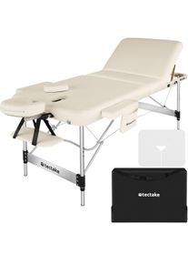 TecTake Lettino da massaggio a 3 zone Ko Tao, borsa da trasporto, telaio in alluminio - beige - 405587