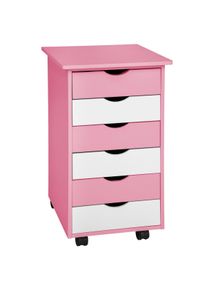 TecTake Cassettiera a rotelle in legno 65 x 36 x 40 cm - rosa - 400924