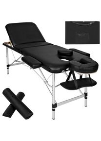 TecTake Lettino da massaggio a 3 zone con 5 cm di imbottitura, rulli, e telaio in alluminio - nero - 404634