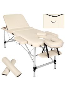 TecTake Lettino da massaggio a 3 zone con 5 cm di imbottitura, rulli, e telaio in alluminio - beige - 404636
