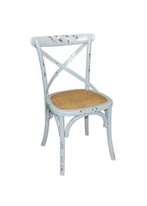 Bolero Cadeiras de jantar em bétula e rotim azul antigo