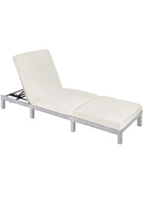 TecTake lettino prendisole in rattan Sofia - grigio chiaro - 403685