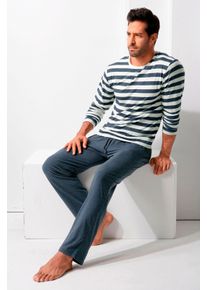 H.I.S. Herren Pyjama in navy-cream ,Größe 44/46, Witt, 60% Baumwolle, 40% Polyester