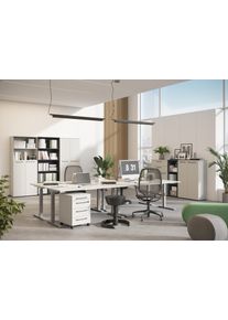 Germania Büromöbel-Set »Agenda« Set bestehend aus höhenverstellbarem Schreibtisch und Rollcontainer in silberfarben, Größe B/H/T: 180 cm x 80 cm