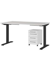 Germania Büromöbel-Set »Agenda« Set bestehend aus höhenverstellbarem Schreibtisch und Rollcontainer in schwarz, Größe B/H/T: 140 cm x 80 cm