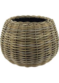 NATURN LIVING Sfera Drypot in rattan - &oslash; 45 x 34 cm - Fioriera rotonda - Vasi da fiori per interni - Cestini per piante - Porta piante - Grigio
