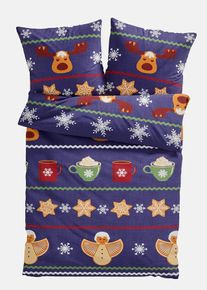 bonprix &Aacute;gyneműhuzat kar&aacute;csonyi mint&aacute;val, k&eacute;k, 1x 80/80 cm, 1x 135/200 cm