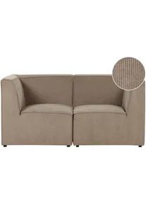 Beliani 2-Sitzer-Sofa Cord taupe Lemvig , Taupe , Textil , 166x78x83 cm , Wohnzimmer, Sofas & Couches, Sofas, 2-Sitzer Sofas