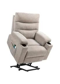 HOMCOM Fernsehsessel mit Aufstehhilfe Elektrisch Relaxsessel mit Vibrationsmassage , Braun , Kunststoff , 93x102x101 cm , Wohnzimmer, Sessel, Polstersessel