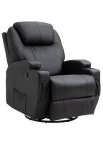 HOMCOM Massagesessel Fernsehsessel Elektrisch Relaxsessel 5 Massage-Modi Schwarz , Leder , Eukalyptusholz , Füllung: Schaumstoff,Federn , 92x109x84 cm , Wohnzimmer, Sessel, Massagesessel