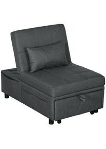 HOMCOM Schlafsessel 3 in 1 Bettsessel mit Seitentasche Gästebett mit Kissen Leinenoptik , Grau , Holz , 104x81x65.5 cm , Wohnzimmer, Sofas & Couches, Schlafsofas, Schlafsessel