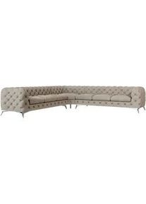 S-Style Möbel Ecksofa Chesterfield Laura Dunkle Creme Samt , Textil , Echtholz,Buche, Birke , Füllung: Polyetherschaumkern,Polyetherschaumkern , Eckteil, L-Form,L-Form , 323x323 cm , Blauer Engel, FSC Mix, Oeko-Tex®, Hergestellt in Europa , Wohnzimmer, Sofas & Couches, Wohnlandschaften, Ecksofas