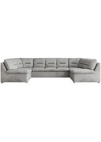 MKS Wohnlandschaft Comodo U Hellgrau Velvet , Textil , U-Form , 340x93x206 cm , Wohnzimmer, Sofas & Couches, Wohnlandschaften, Wohnlandschaften in U-Form