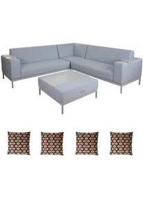 MCW Alu-Garten-Garnitur 11-Teilig Hellblau , Textil , Gartenmöbel, Gartengarnituren, Gartenmöbel-Sets