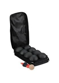 Relaxdays Boule Kugeln , Schwarz , Metall, Textil , Rund , 16x7 cm , Freizeit & Co, Gartenspielzeug